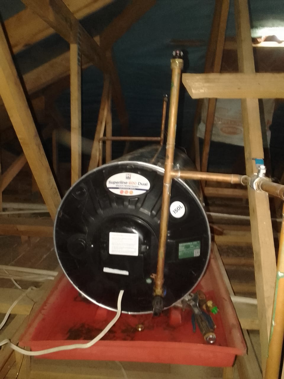Roof-space geyser installation in Ferndale