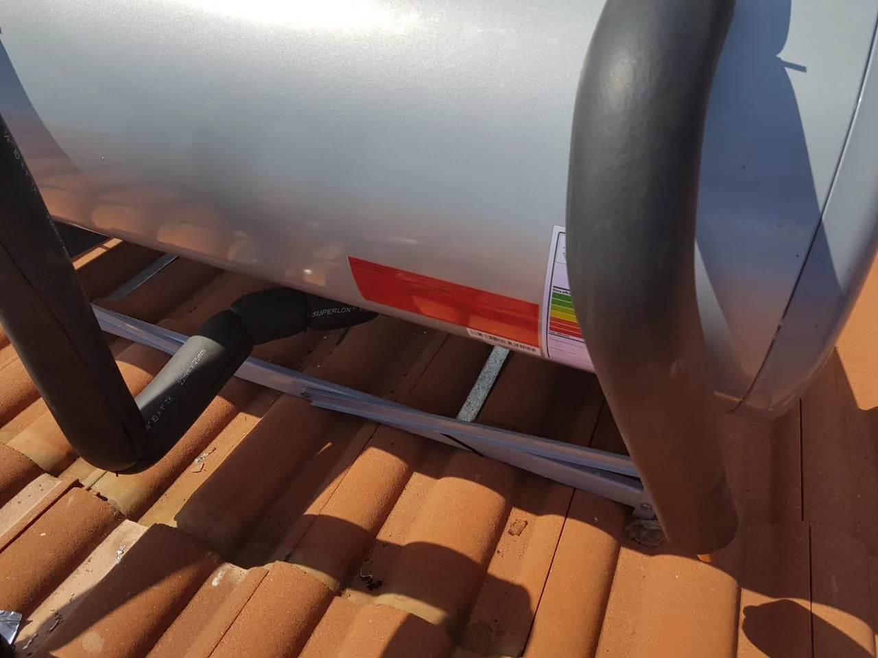 professionally insulated solar geyser pipework on a 100 litre conversion installation
